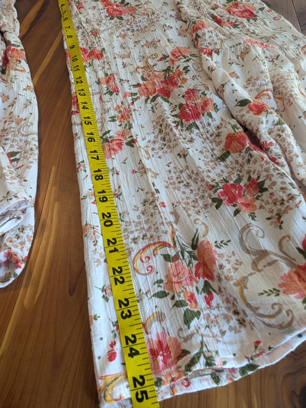 Angie Floral Wide Leg Pants in Cream with Pink/Coral Flowers - Picture 4 of 5